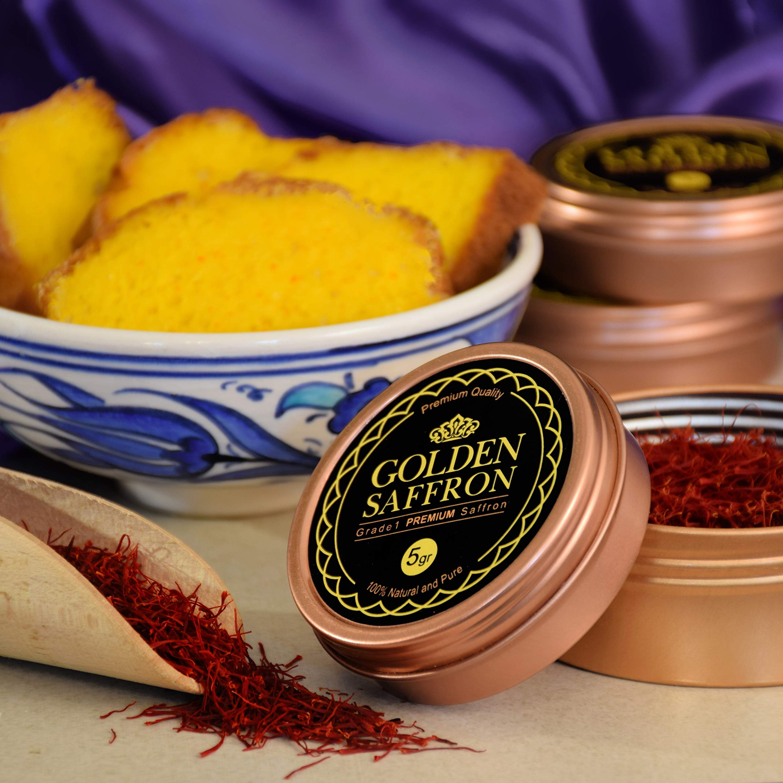 Golden Saffron textura de hebras demostrando frescura y calidad