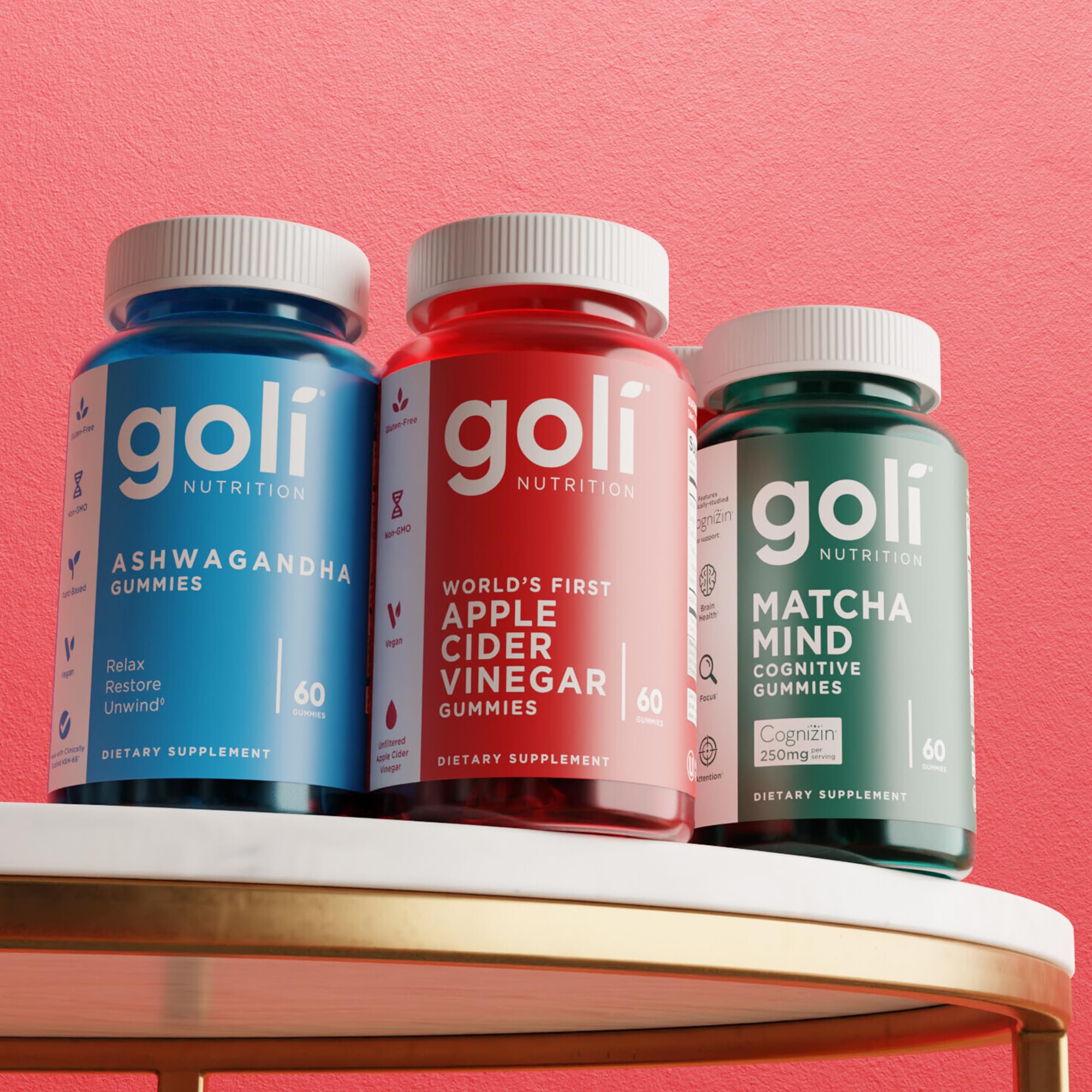 Goli gummies on a breakfast table with fruit, lifestyle use and routine fit