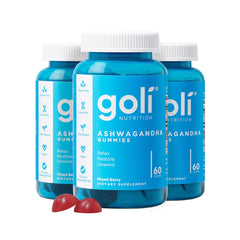 Goli frasco frontal pack de tres mostrando etiqueta y cantidad 180 unidades