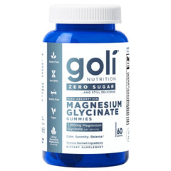 Goli gomitas magnesium vista frontal que muestra el envase y beneficios veganos