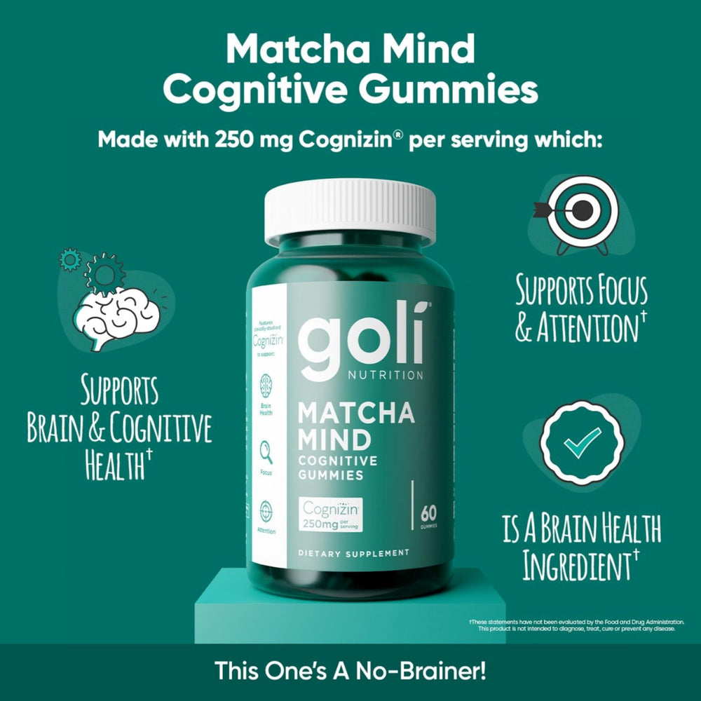 Ingredientes de Matcha Mind con Cognizin y vitaminas, claridad en la fórmula