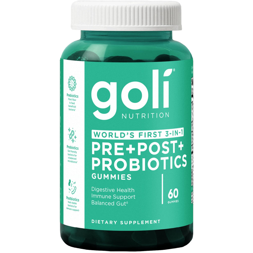 Goli frasco frontal mostrando gomitas veganas y beneficio de conveniencia