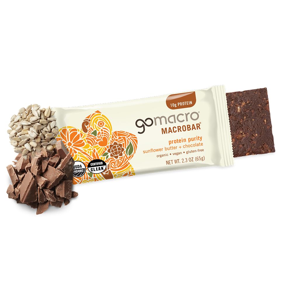 GoMacro barra abierta con arroz inflado visible, crujiente y ligero