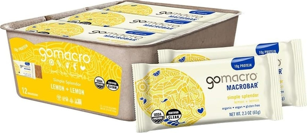 GoMacro frente del empaque mostrando paquete individual y beneficio de conveniencia