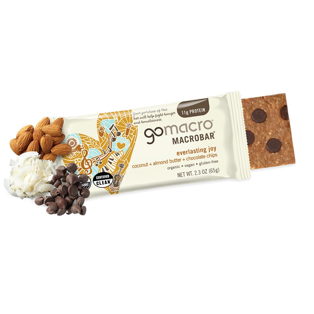 GoMacro corte que revela mantequilla de almendra cremosa y proteína