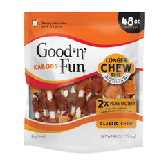 Good 'n' Fun empaque frontal grande 48 oz que muestra kabobs duraderos