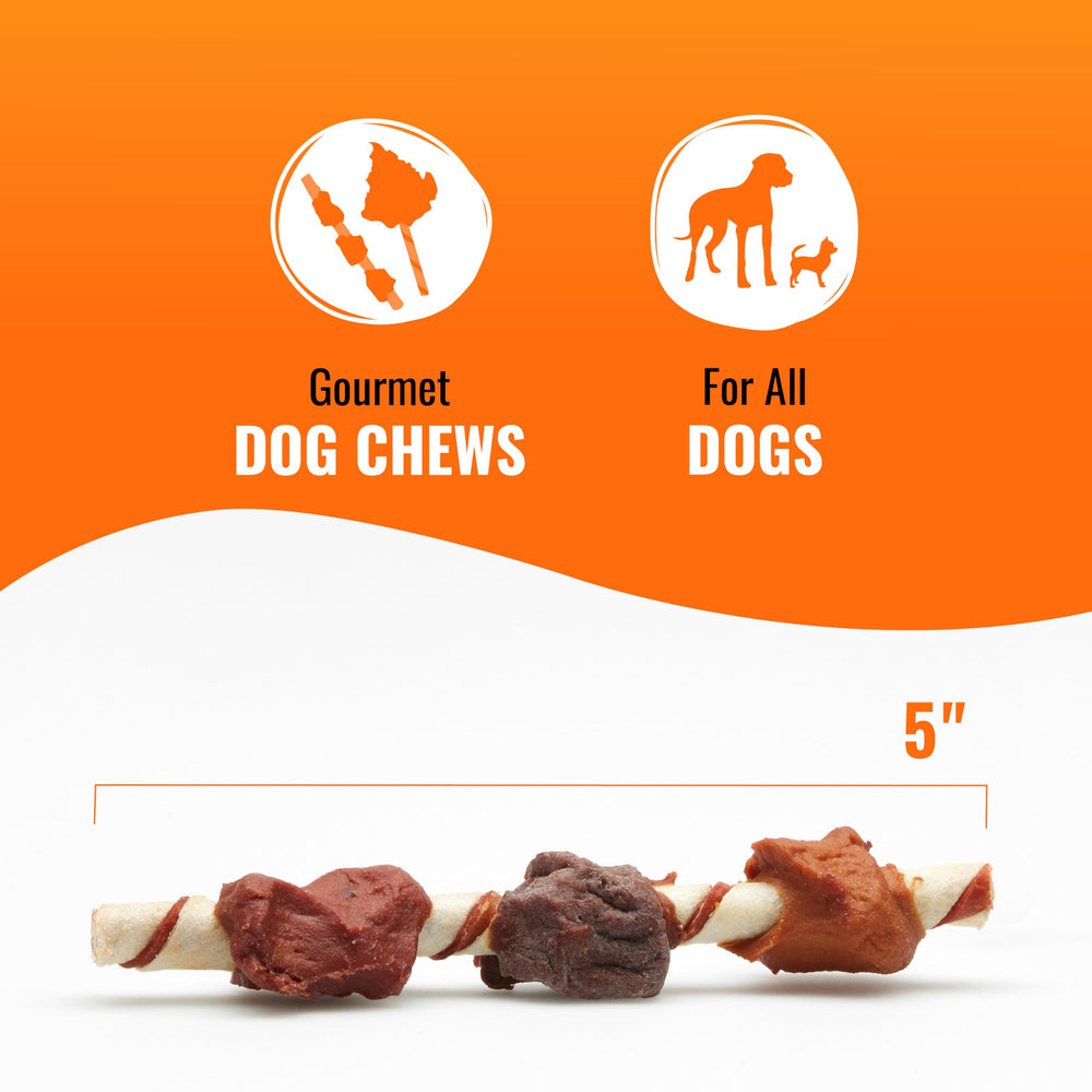 Good 'n' Fun kabob junto a regla para comparar tamaño y elegir apropiado