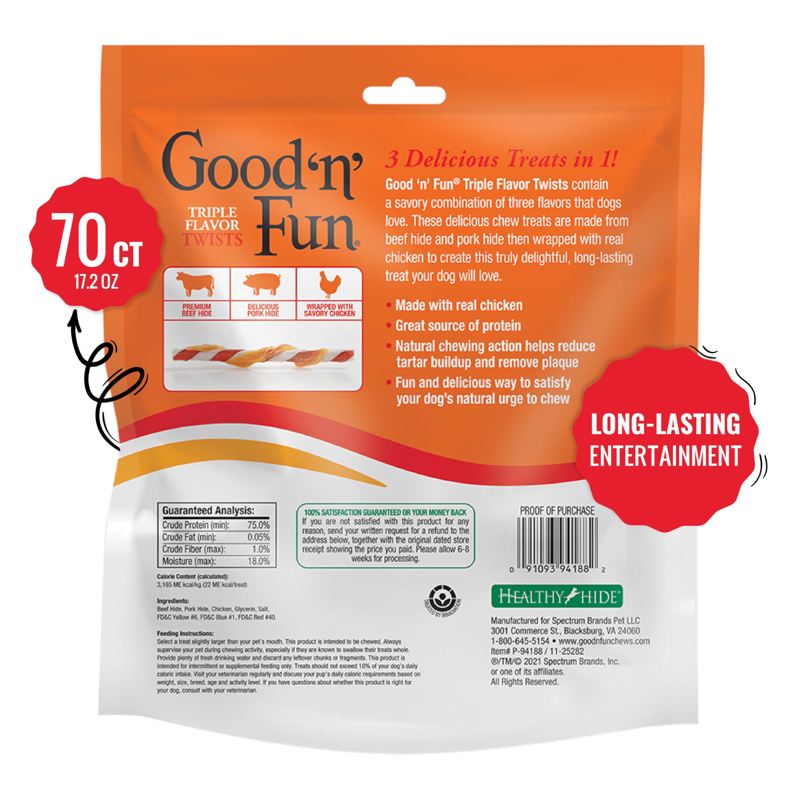 Good 'n' Fun textura del twist para masticado duradero y sabor