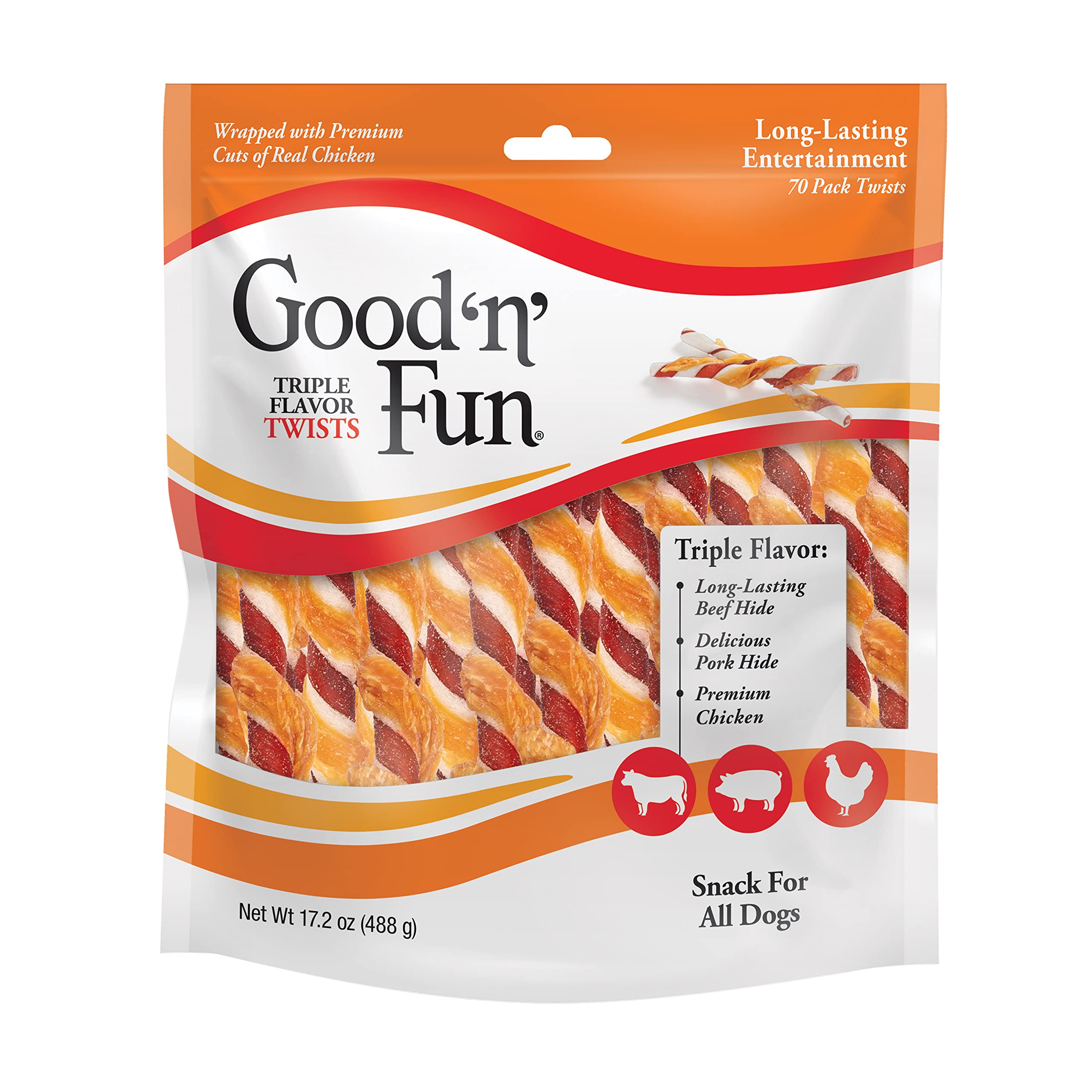 Good 'n' Fun frente del empaque mostrando cantidad y beneficios