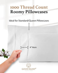 Good Sleep Bedding fundas dobladas en pila, muestra suavidad y volumen