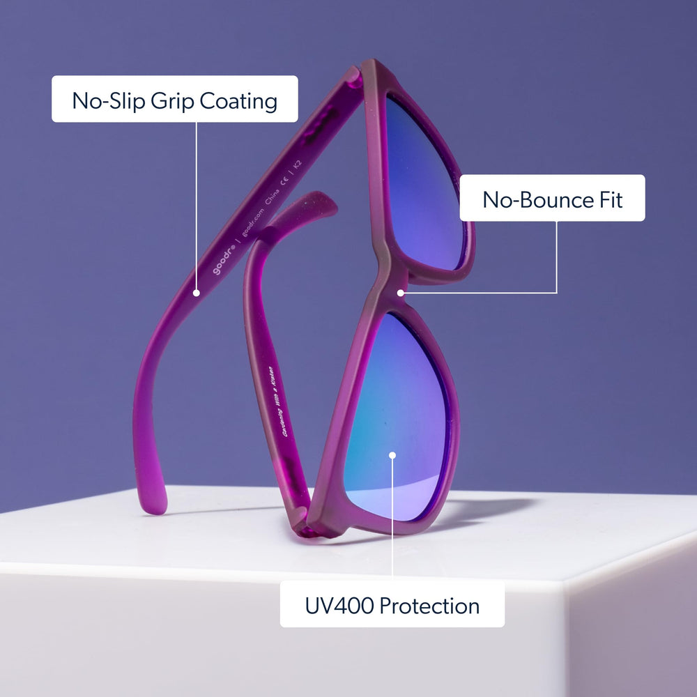 goodr gafas en uso durante carrera mostrando estabilidad y sin rebotes