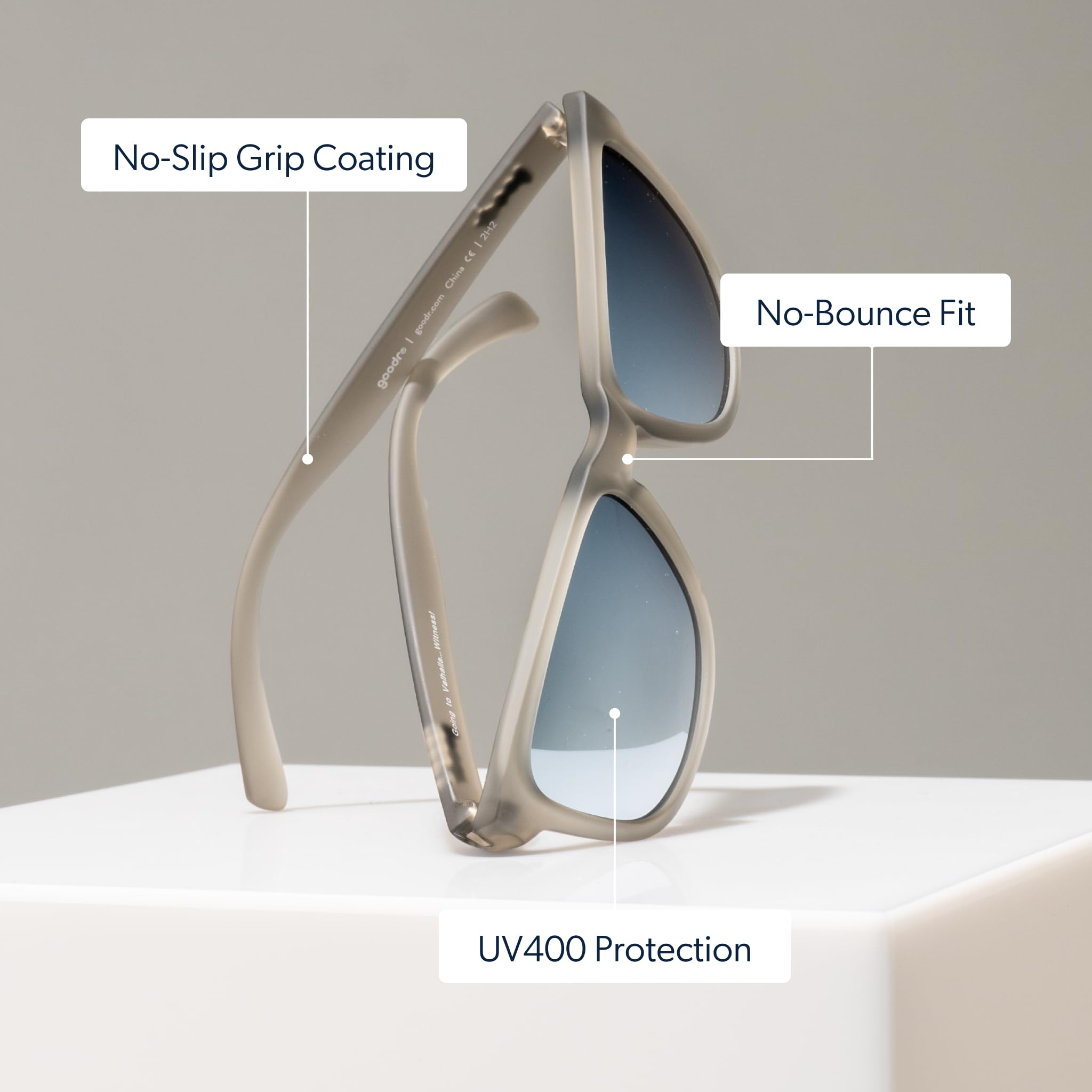 goodr persona corriendo usando gafas sin rebote para ejercicio activo