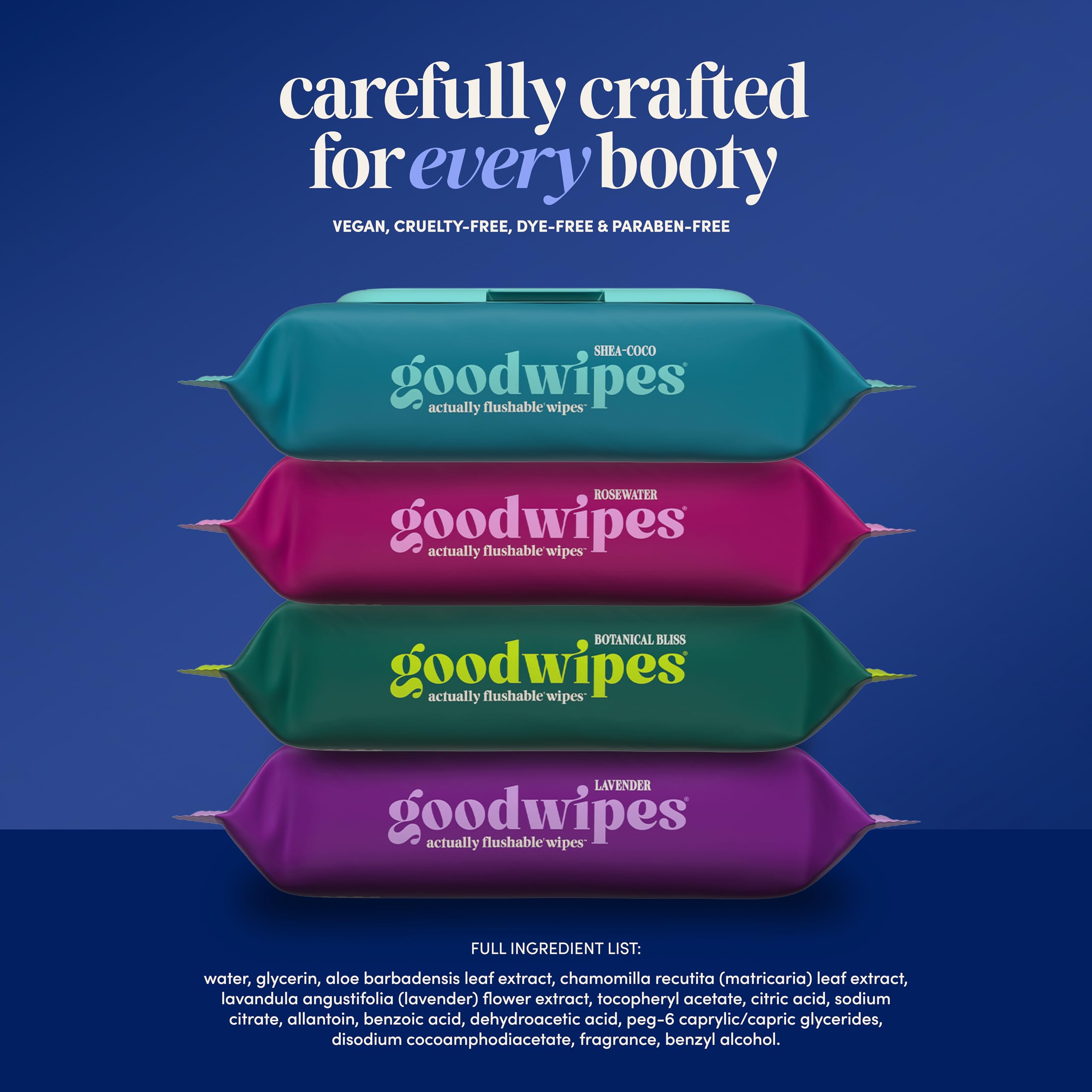 goodwipes etiqueta con ingredientes naturales como aloe y vitamina E