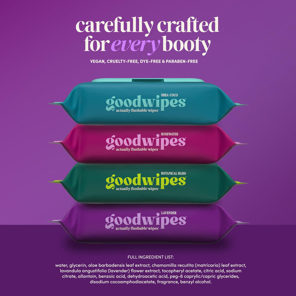 goodwipes etiqueta con ingredientes clave aloe y vitamina E para cuidado
