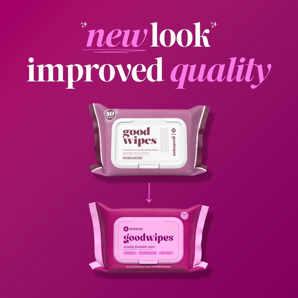 goodwipes etiqueta con aloe y vitamina E destacadas, piel calmada