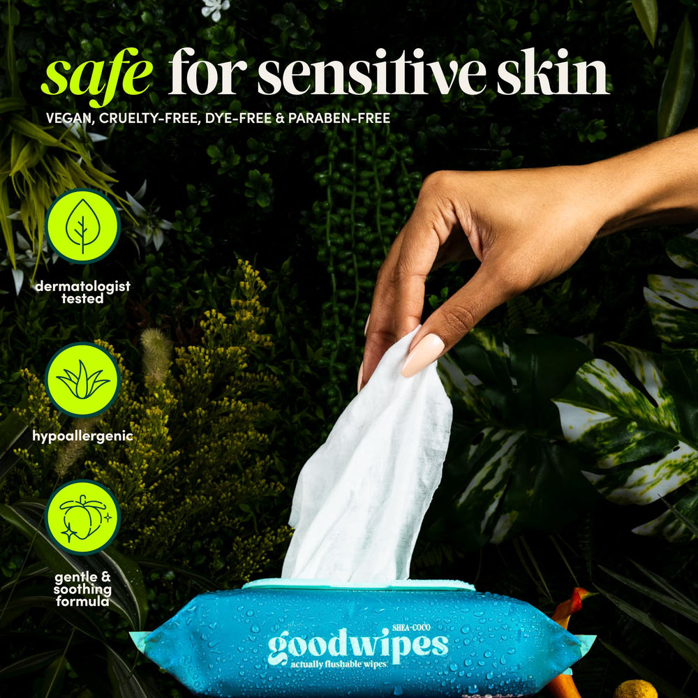 goodwipes en uso en el baño mostrando facilidad y compatibilidad con inodoro