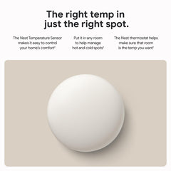 Google Nest Temperature Sensor detalle de textura enfatizando acabado Porcelain y durabilidad