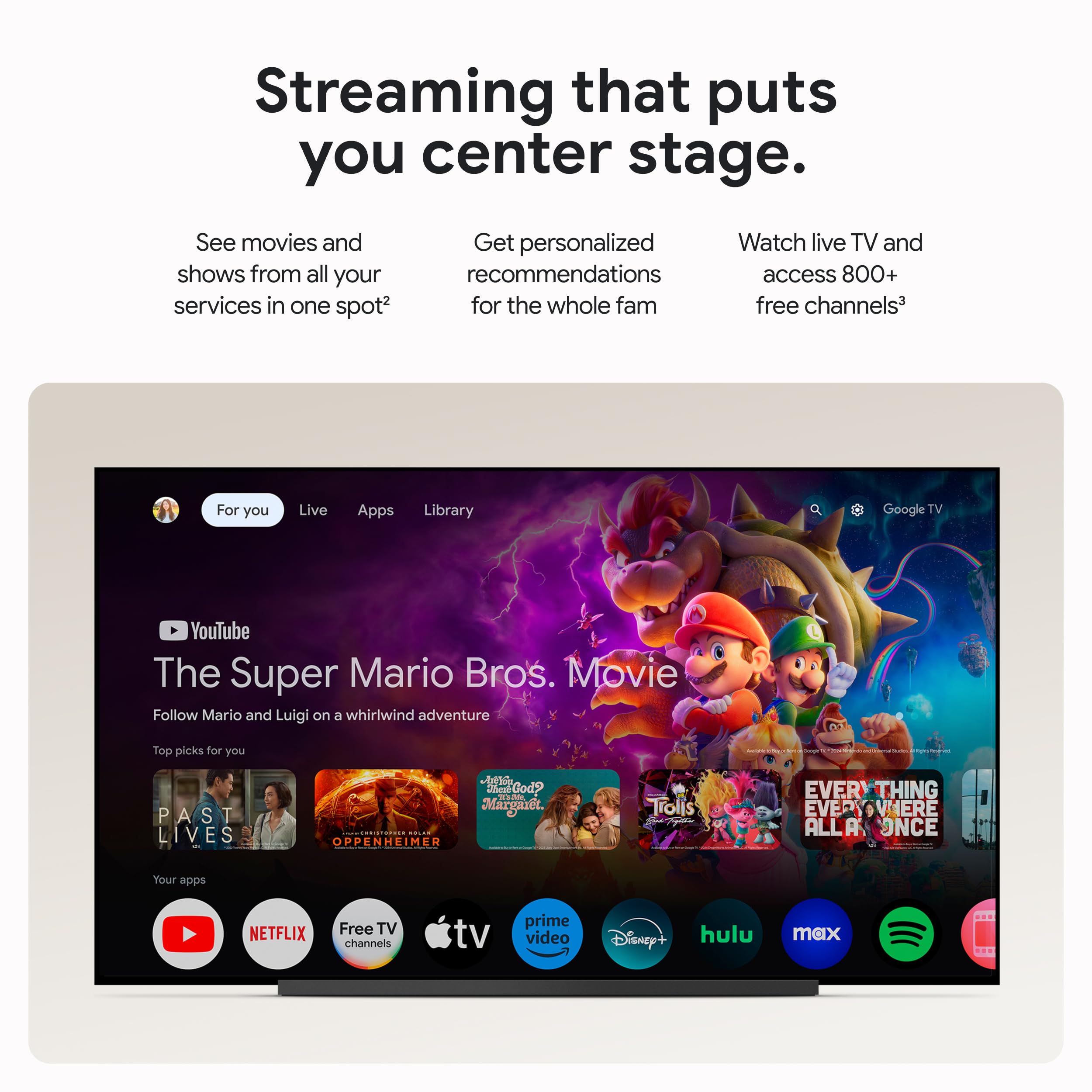 Puerto HDMI y puertos traseros del Google TV Streamer para conexión 4K con televisor