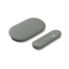 Google TV Streamer frontal en color Hazel mostrando diseño compacto y fácil instalación