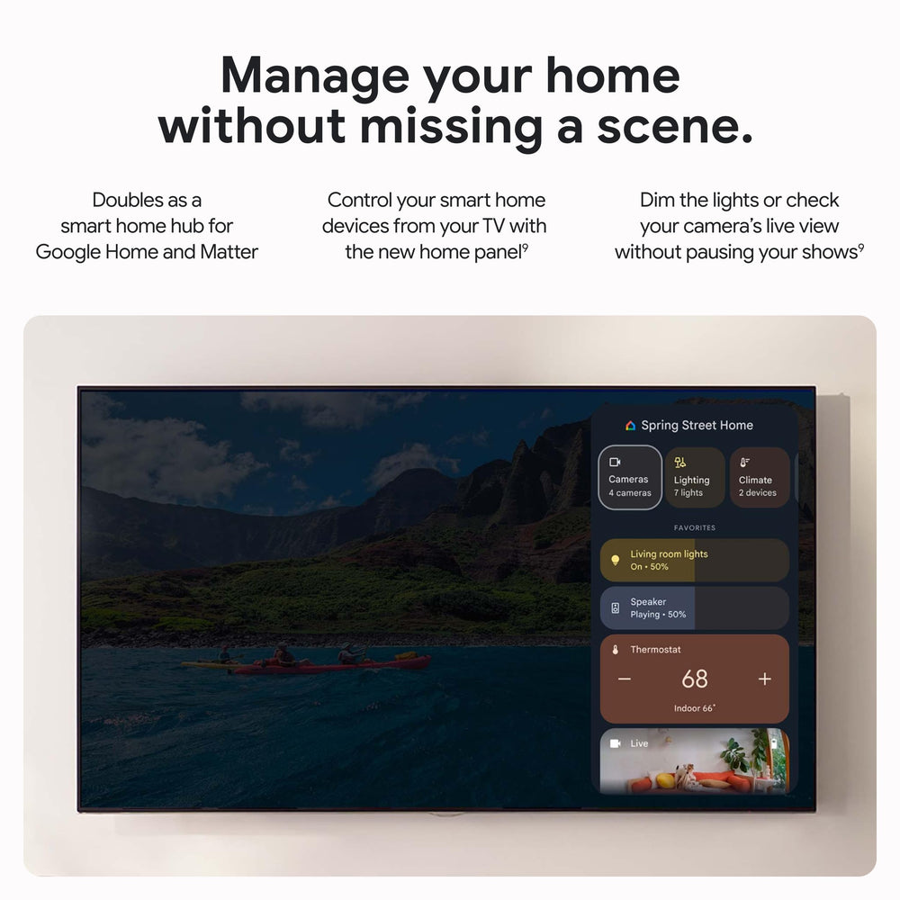 Pantalla de inicio de Google TV Streamer mostrando recomendaciones personalizadas y apps