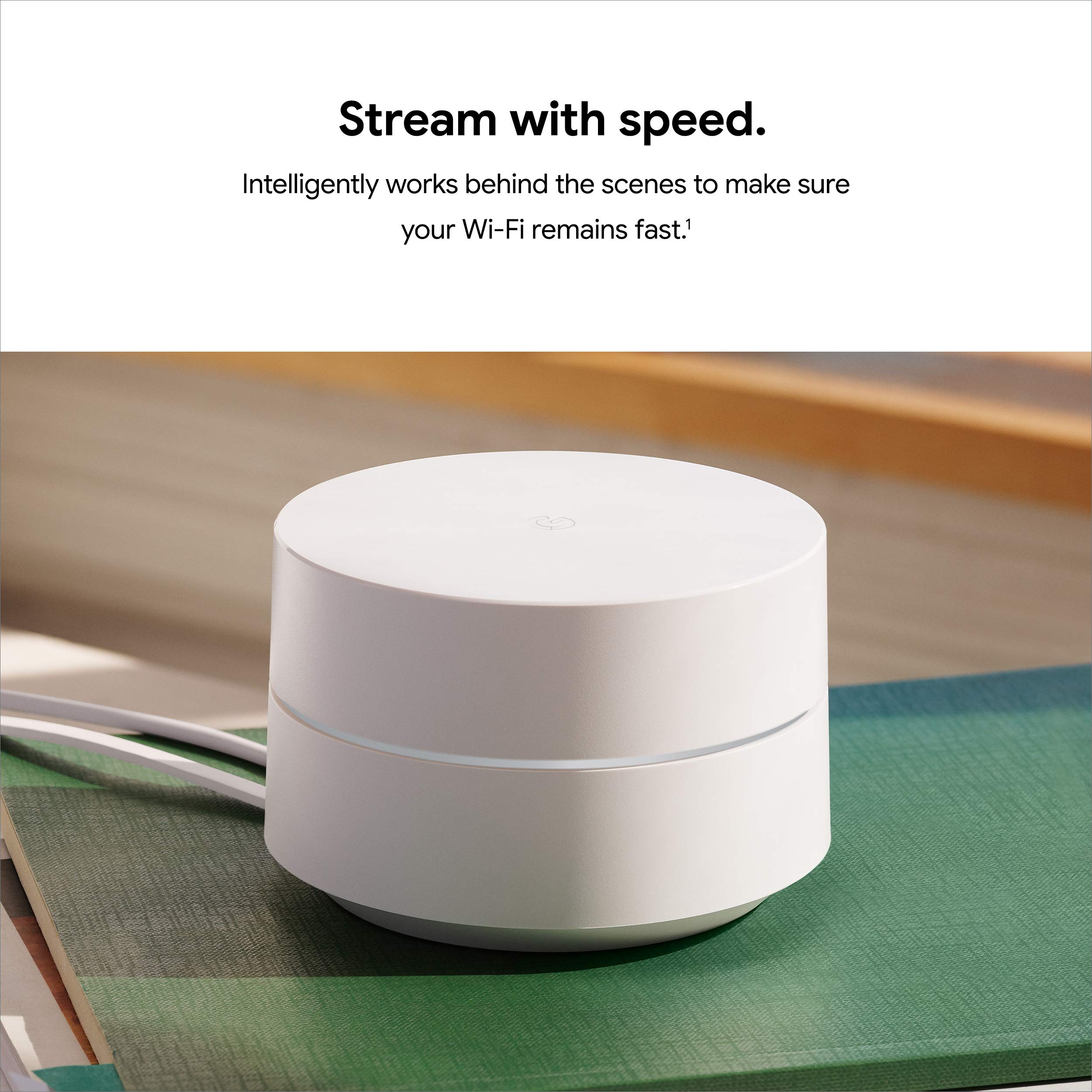 Panel trasero de Google Wifi con puertos Ethernet para conexión estable
