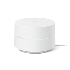 Google Wifi vista frontal mostrando diseño compacto y conectividad fiable