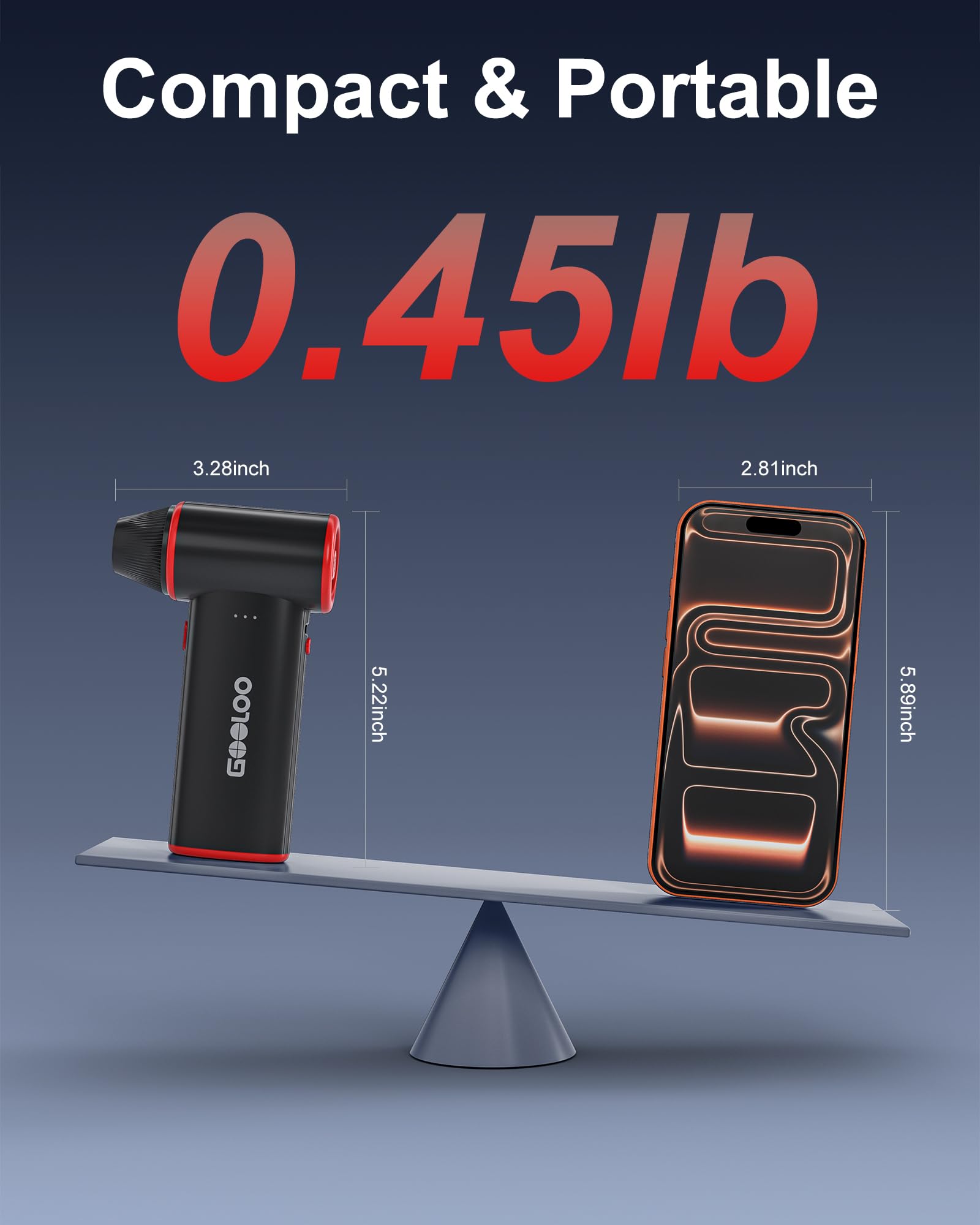 GOOLOO F3 expulsando polvo visible, potencia eficaz contra suciedad