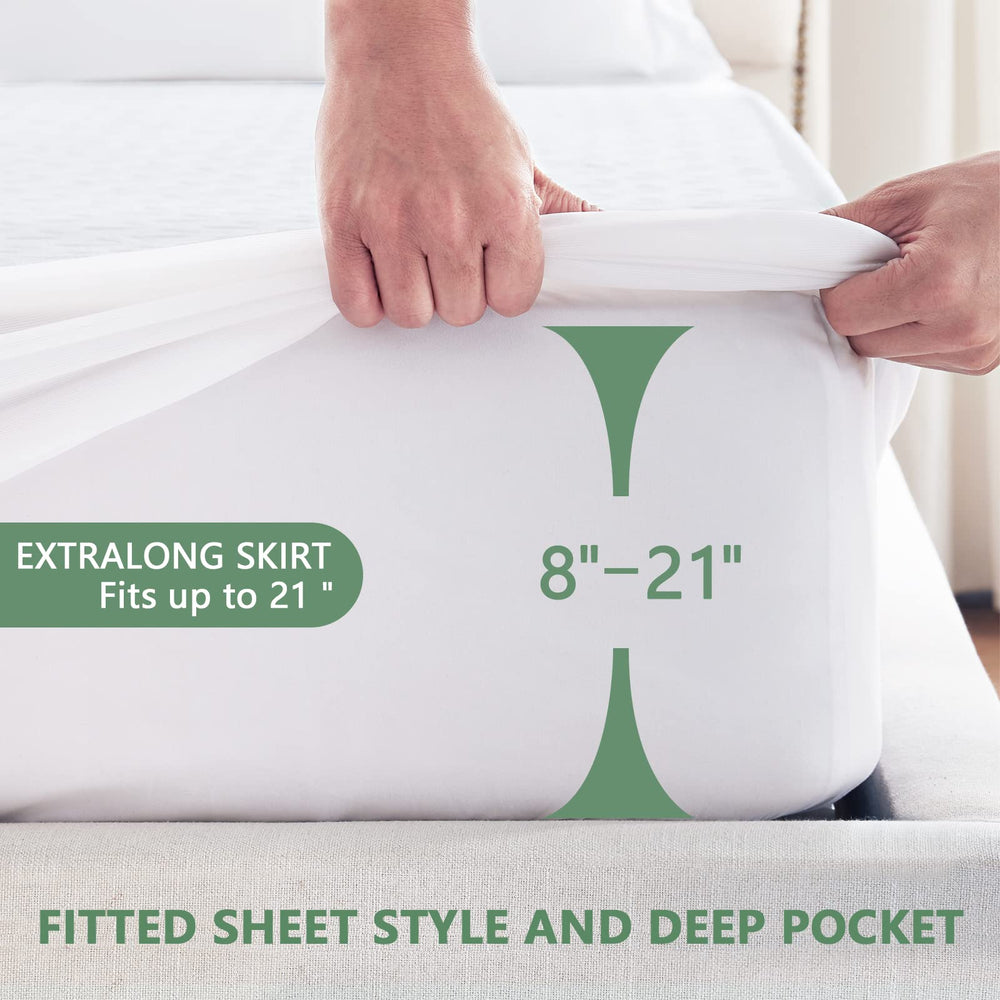 GOPOONY protector en uso sobre cama King, mantiene limpieza y confort