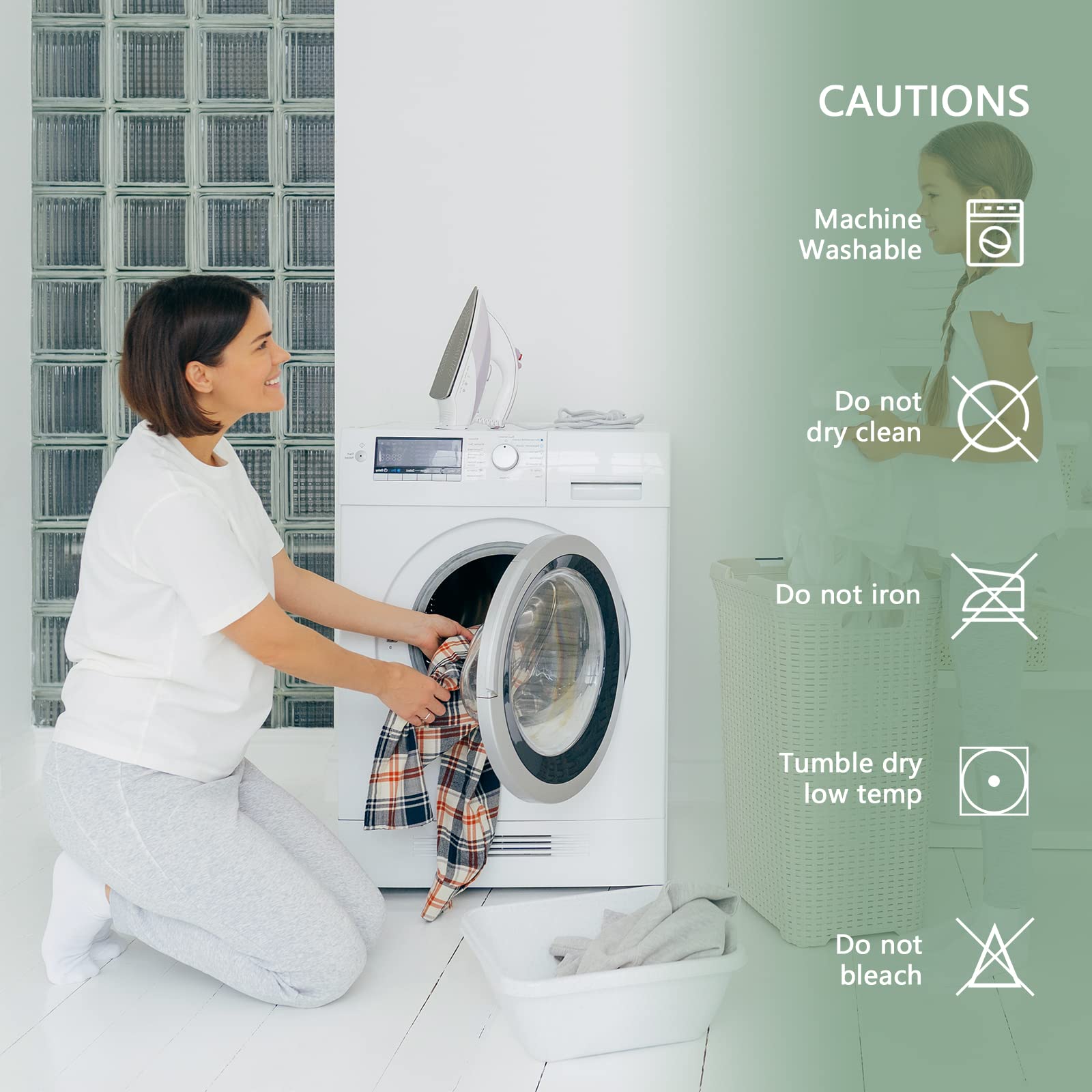 GOPOONY etiqueta con instrucciones de lavado, fácil mantenimiento