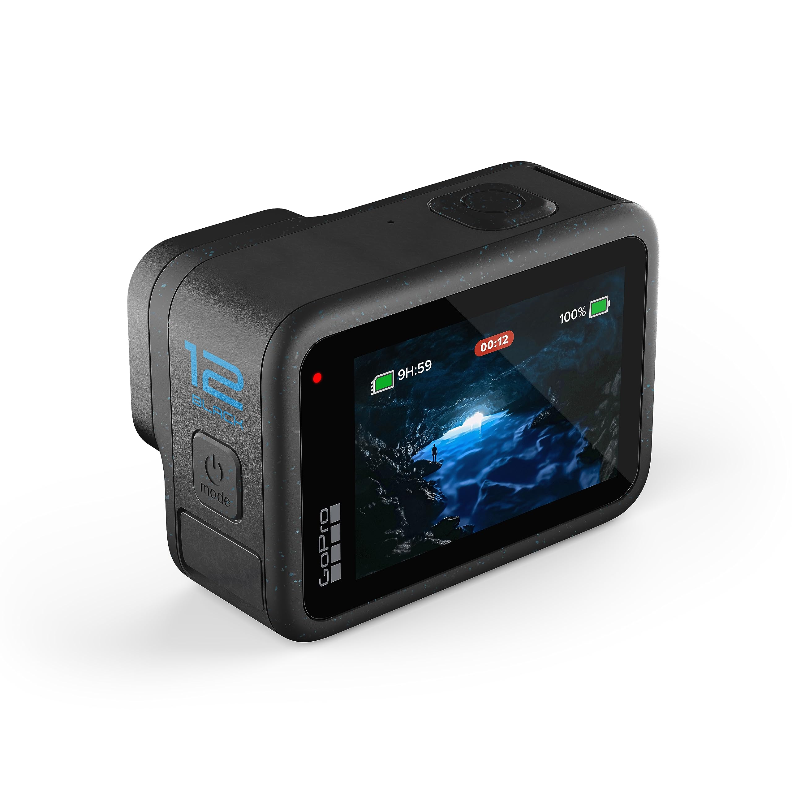 GoPro HERO12 Black pantalla trasera encendida con menú para control táctil fácil
