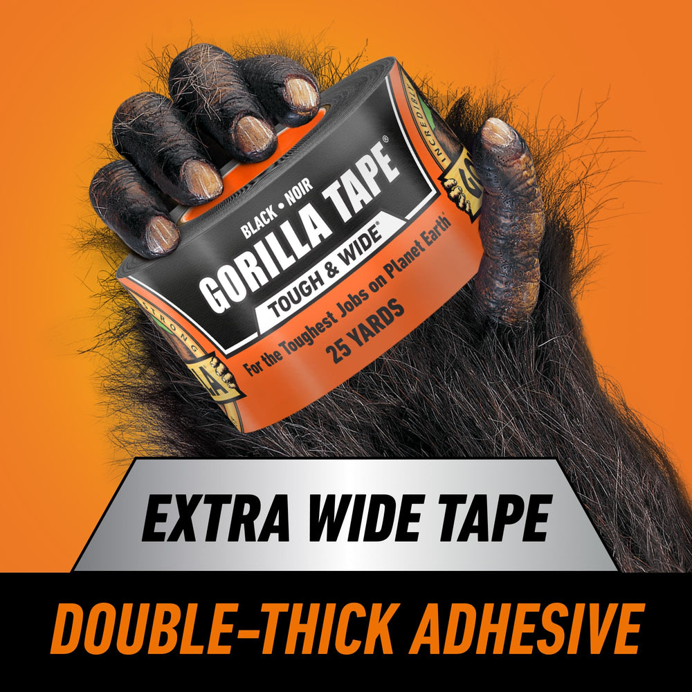 GORILLA rollo junto a regla mostrando longitud 25 yd y anchura