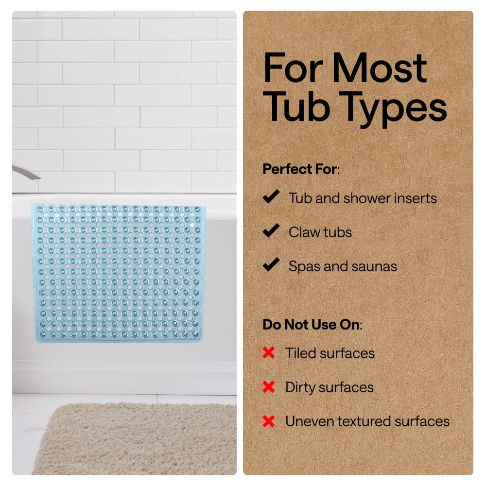 GORILLA GRIP comparación de tamaño para mayor cobertura en bañera y confort