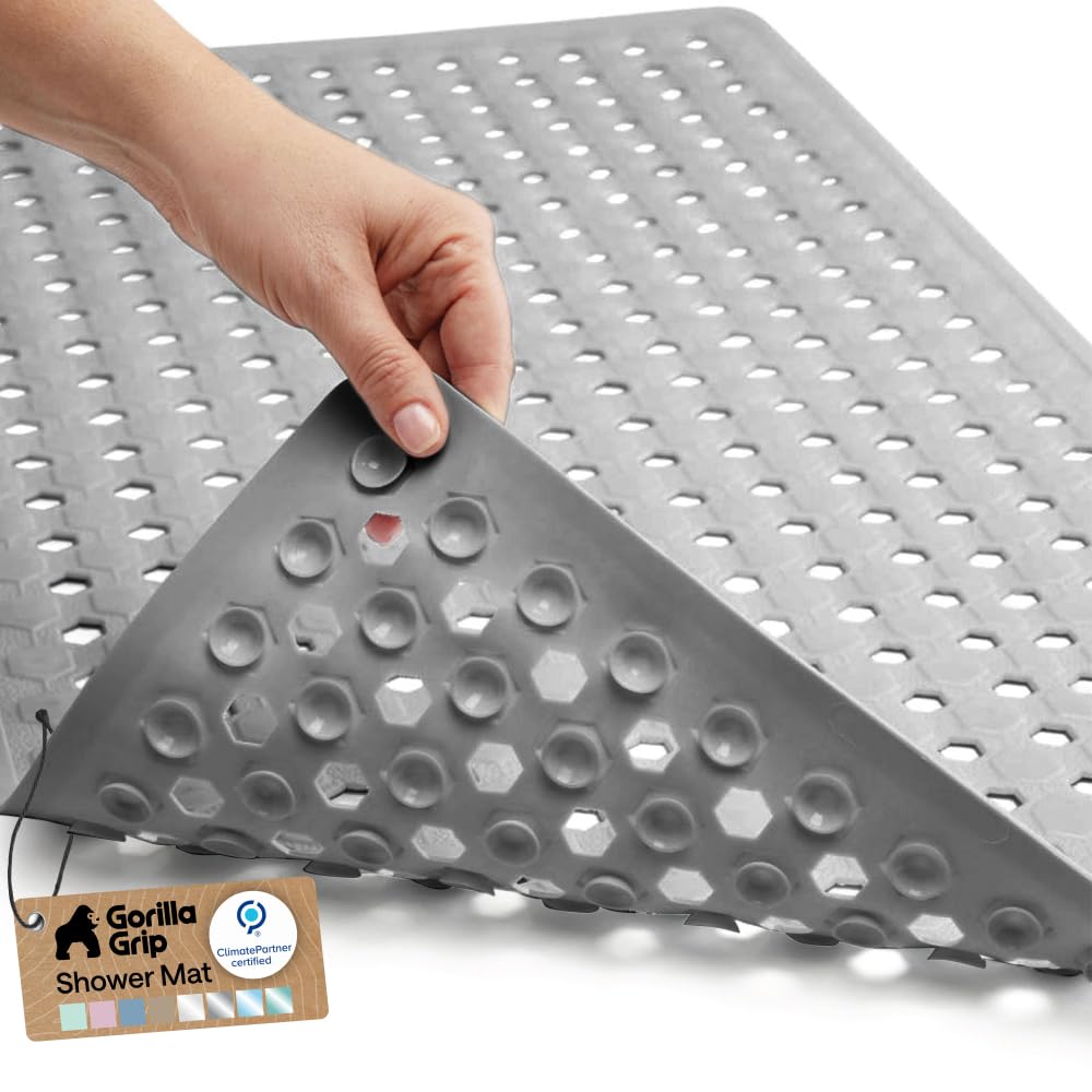 GORILLA GRIP vista frontal del tapete en gris opaco para mayor seguridad