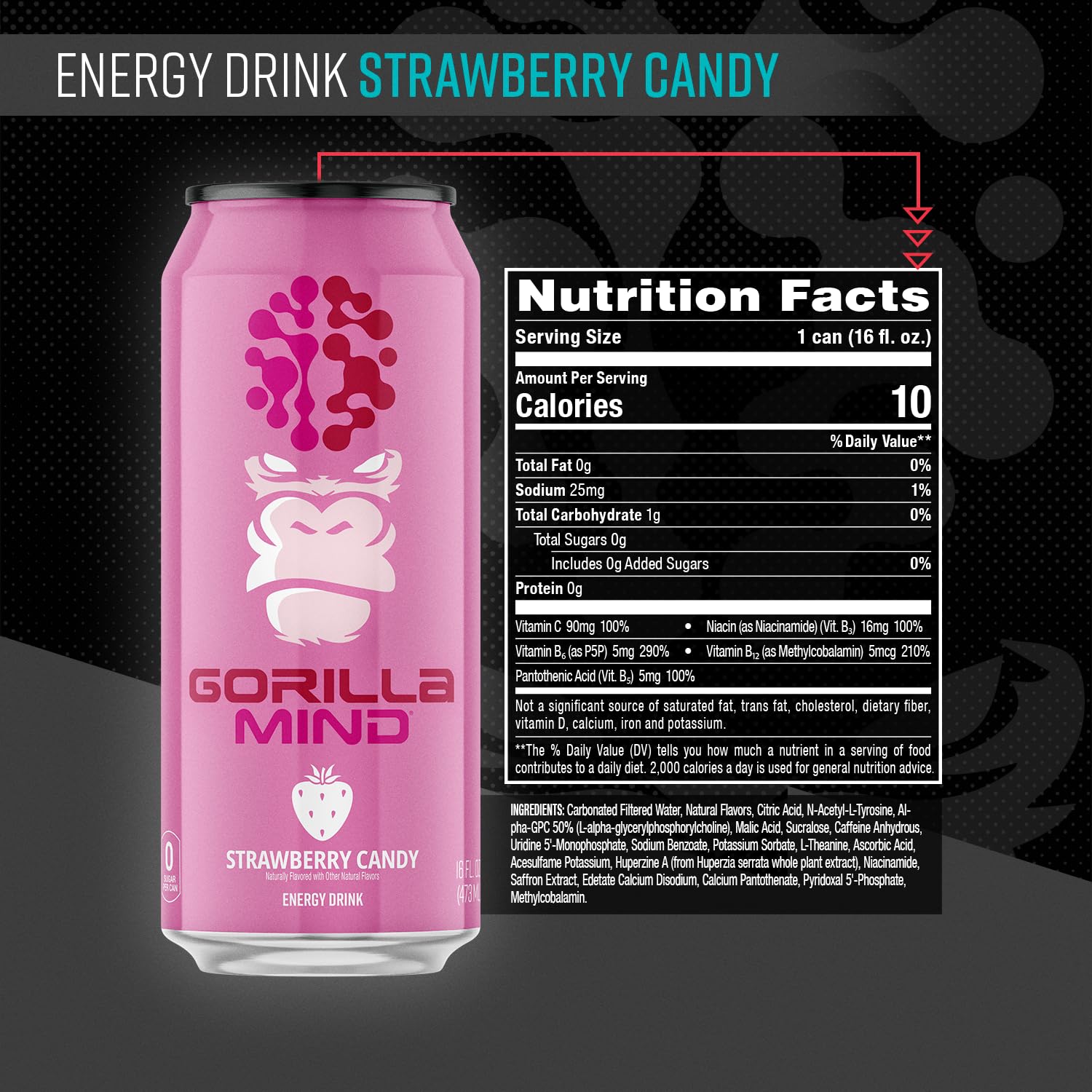 Gorilla Mind detalle de la lata destacando etiqueta y textura premium