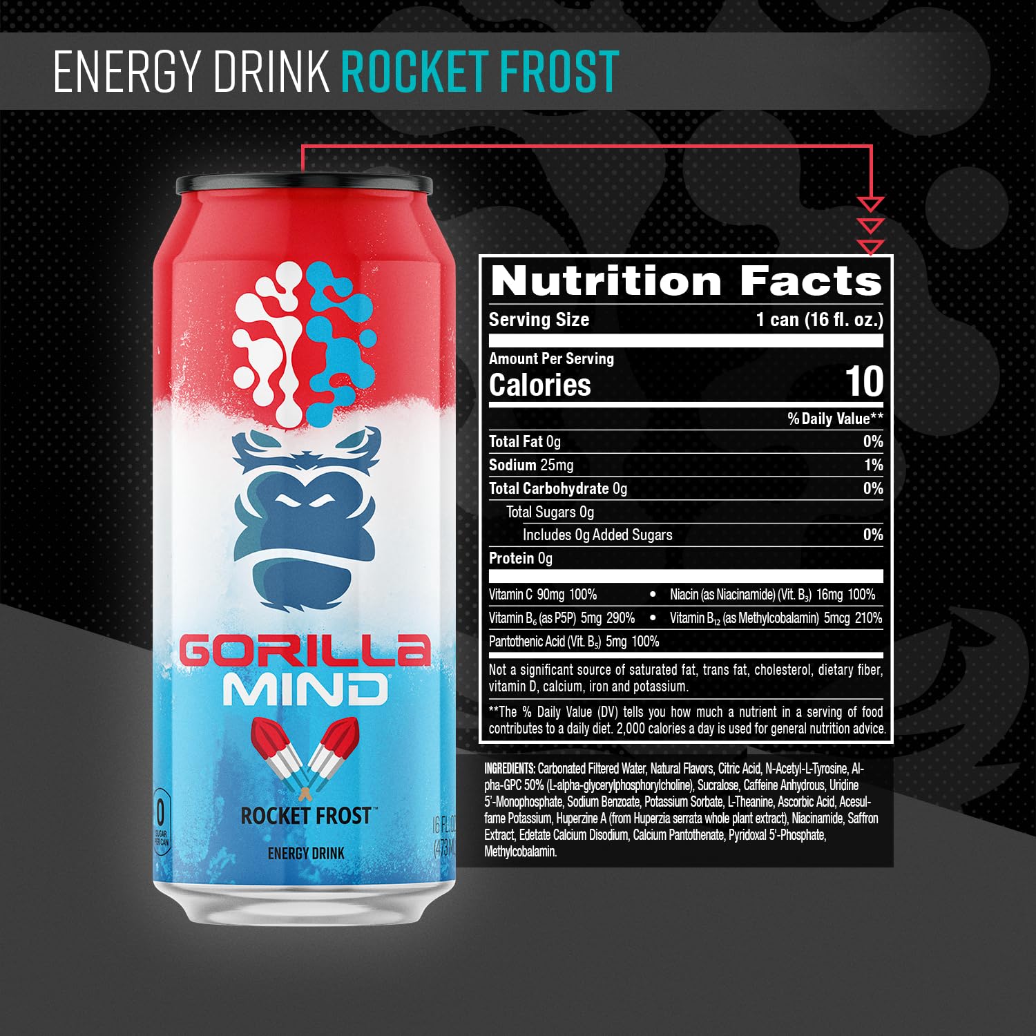 Gorilla Mind primer plano de la superficie de la lata que destaca calidad