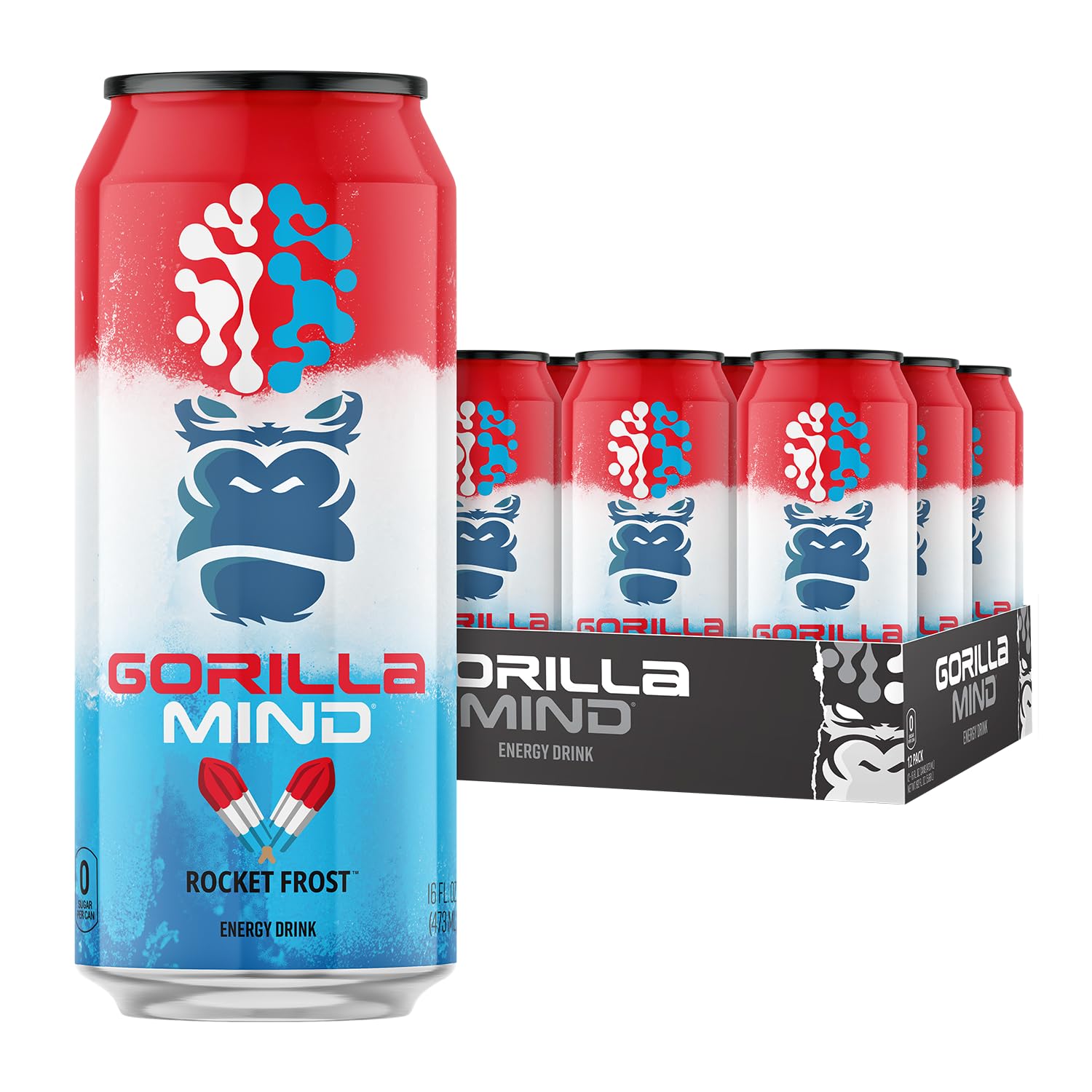 Gorilla Mind lata Rocket Frost frontal mostrando diseño y beneficios