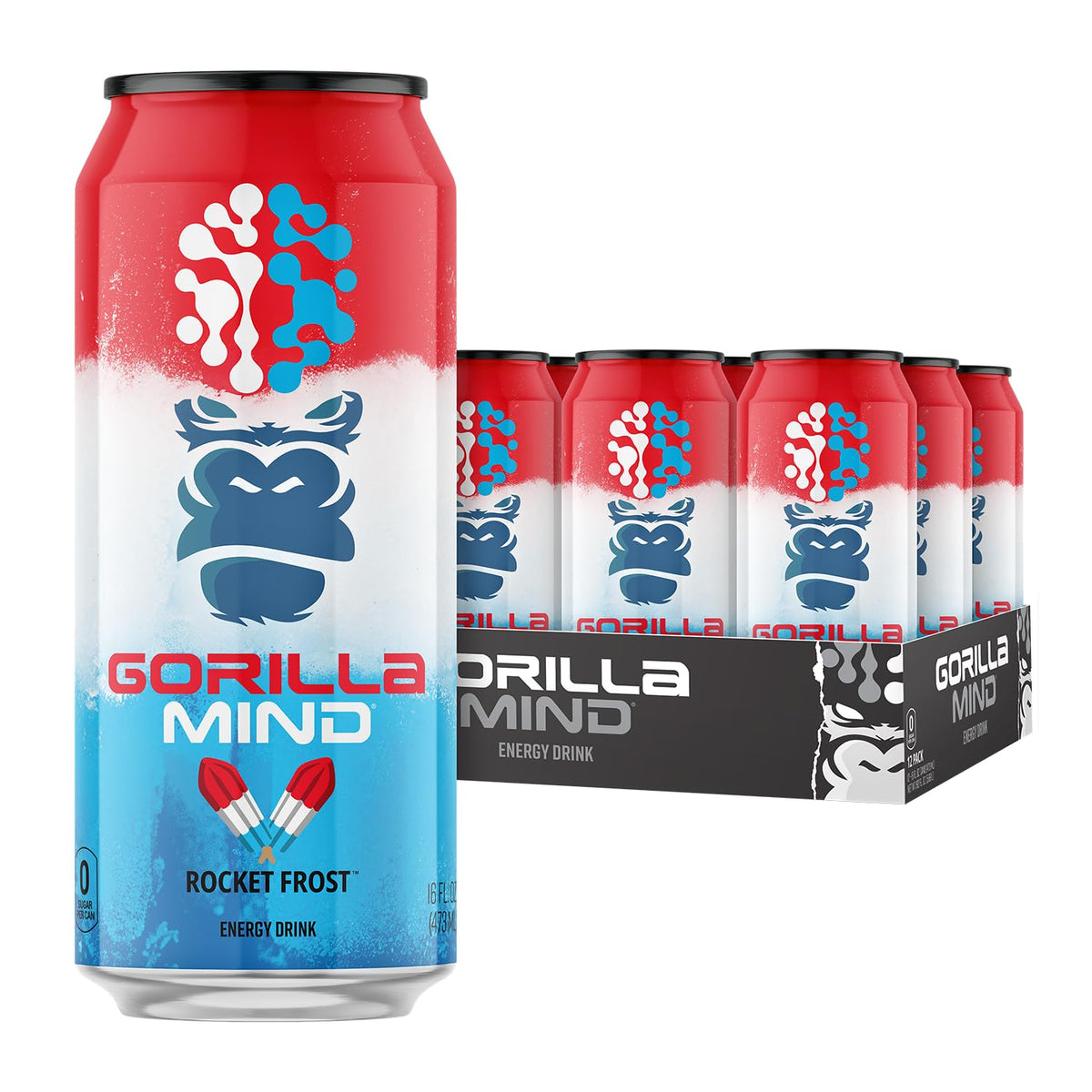 Gorilla Mind lata Rocket Frost frontal mostrando diseño y beneficios