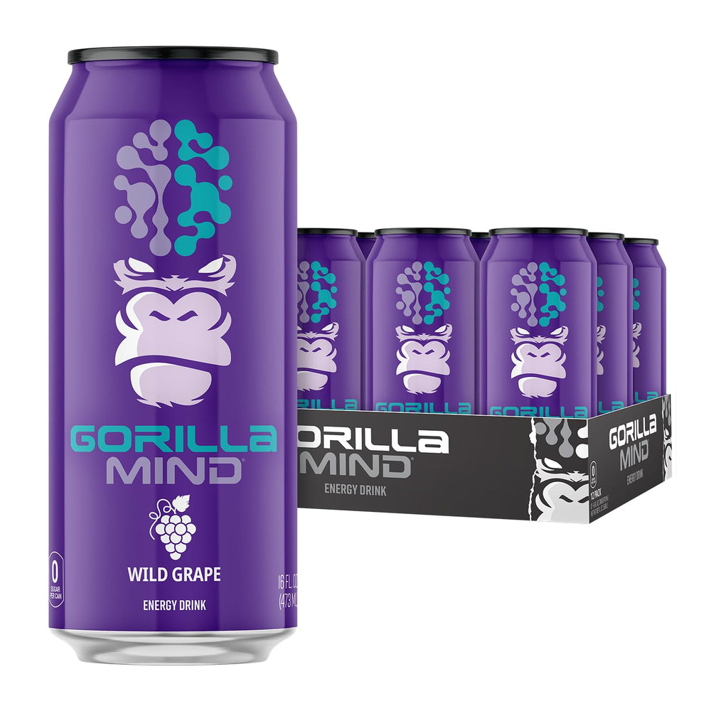 Gorilla Mind lata frontal Wild Grape mostrando diseño y formato listo para beber