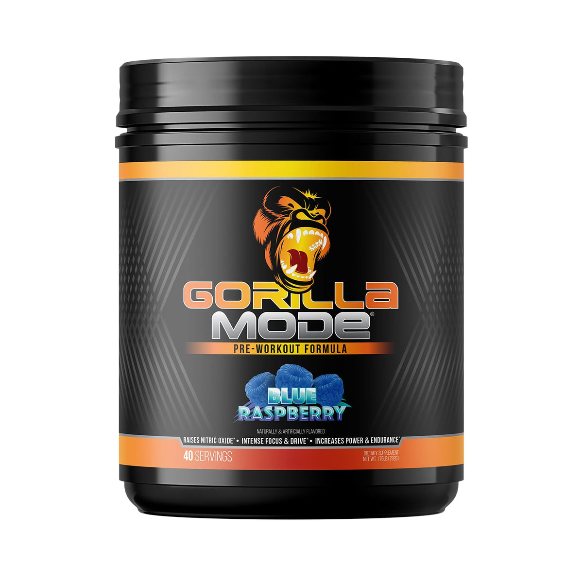 Gorilla Mind Gorilla Mode frente del envase con énfasis en potencia