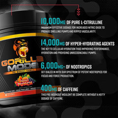 Gorilla Mind Gorilla Mode etiqueta de ingredientes para transparencia y dosis