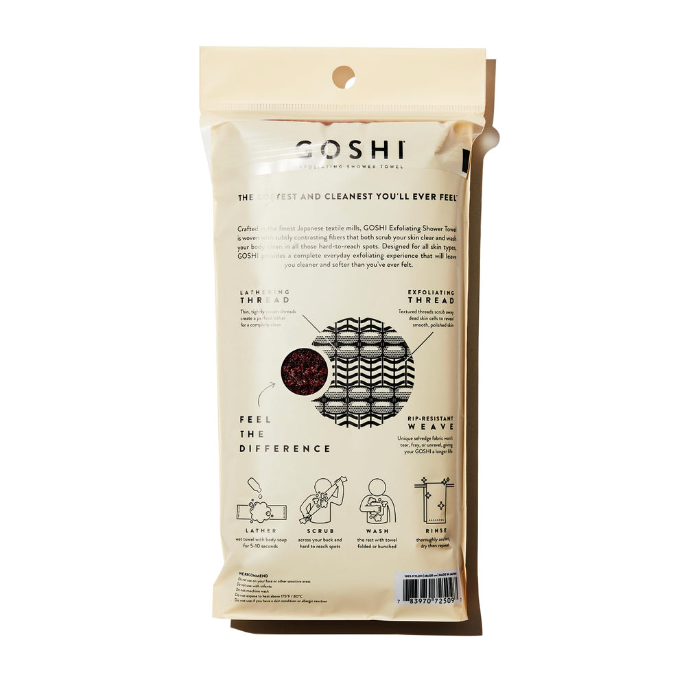 GOSHI detalle de malla de dos hilos que genera espuma y exfolia eficazmente