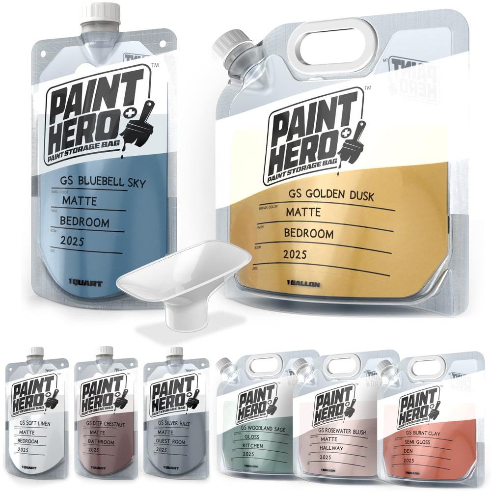 GoSports Outdoors frontal del paquete Paint Hero mostrando las 8 bolsas y ventaja ahorro de espacio