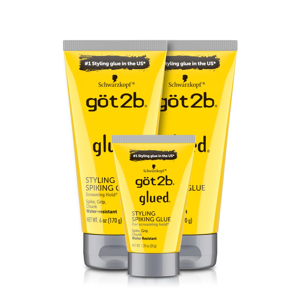 Got2B paquete completo frontal mostrando tubos y beneficio fijación