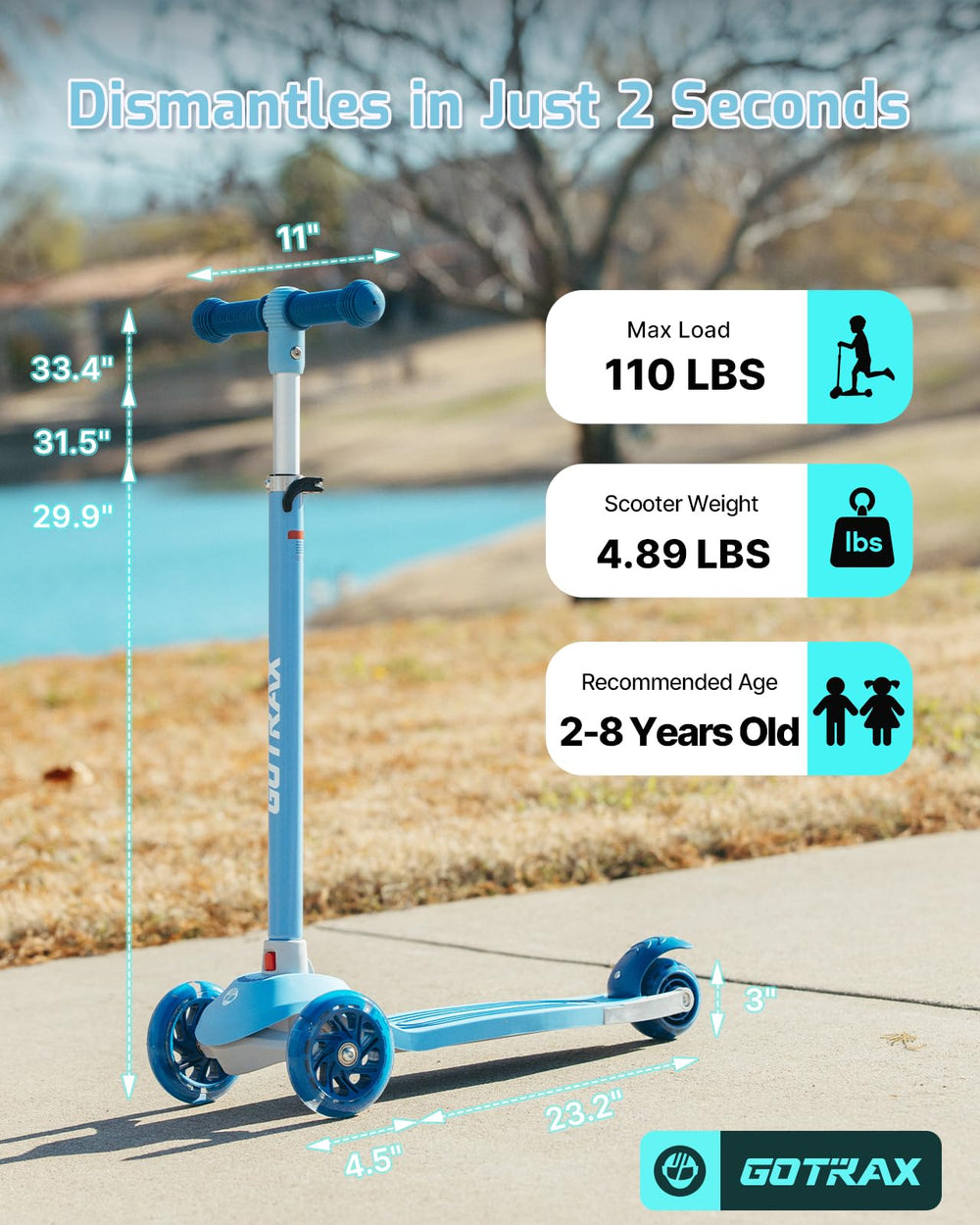 Gotrax KS1 comparativa de tamaño mostrando ligereza