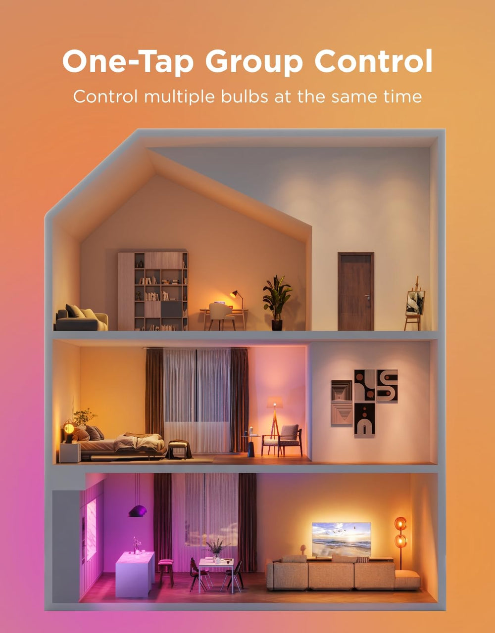 Govee escena amanecer en dormitorio para rutinas suaves y despertador luminoso
