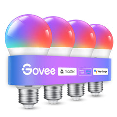 Govee bombilla A19 frontal mostrando luz brillante y colores