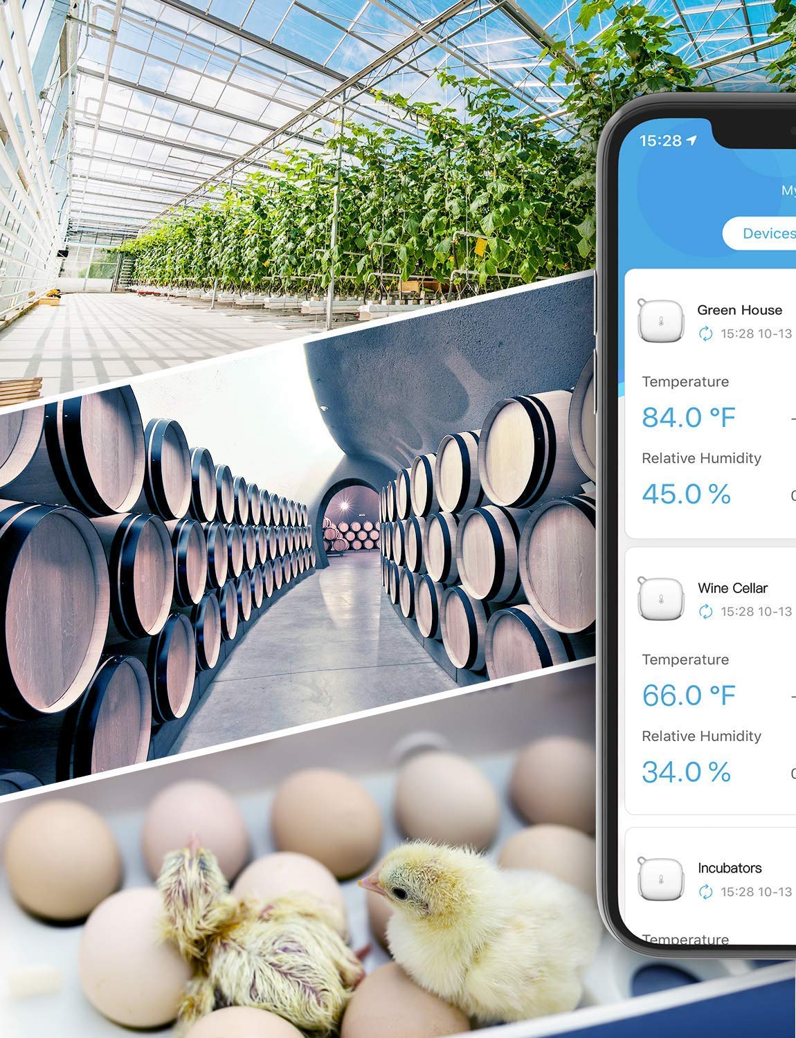 Govee app screenshot with graphs and alerts, clear historical insights benefit