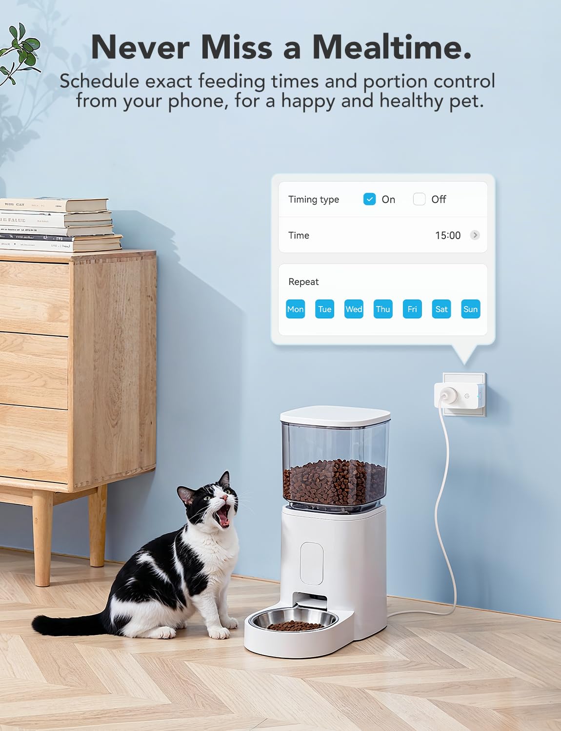 Govee enchufe alimentando cafetera en cocina para automatizar mañanas