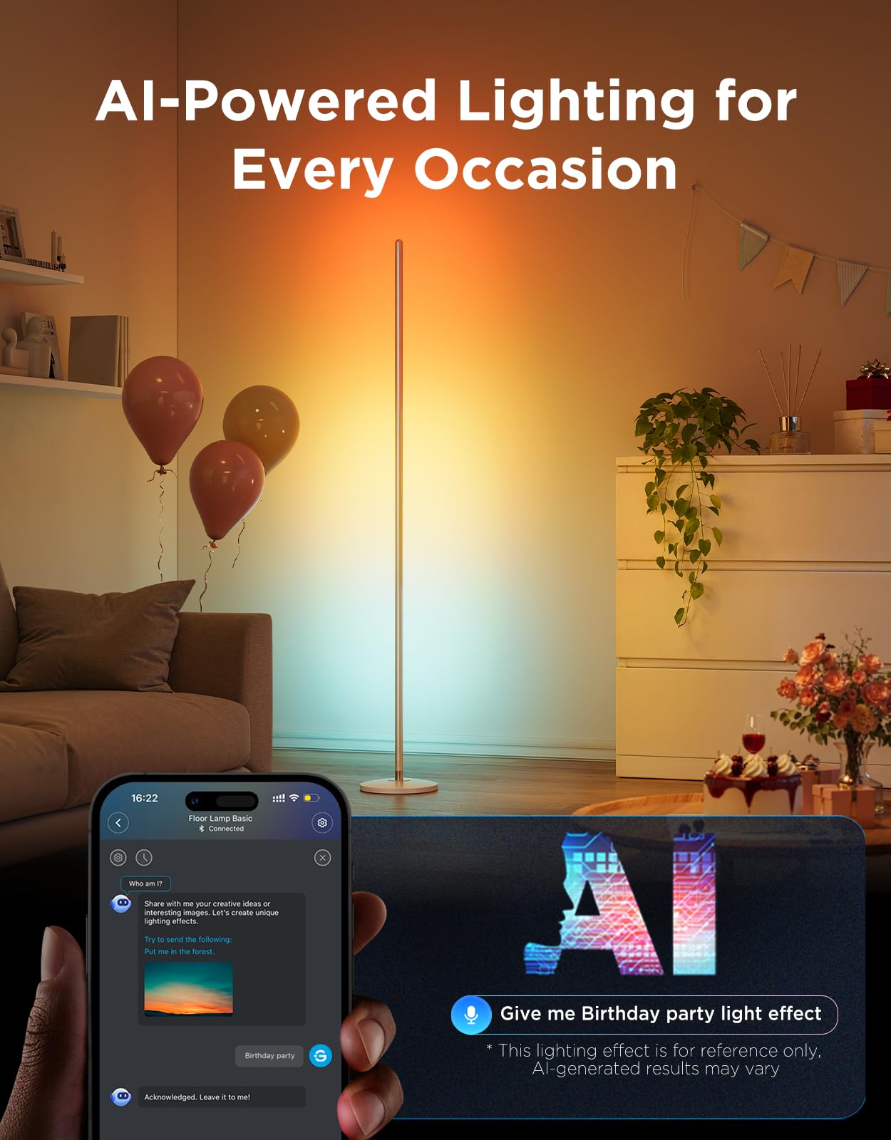 Govee pantalla de app con escenas dinámicas para personalizar iluminación