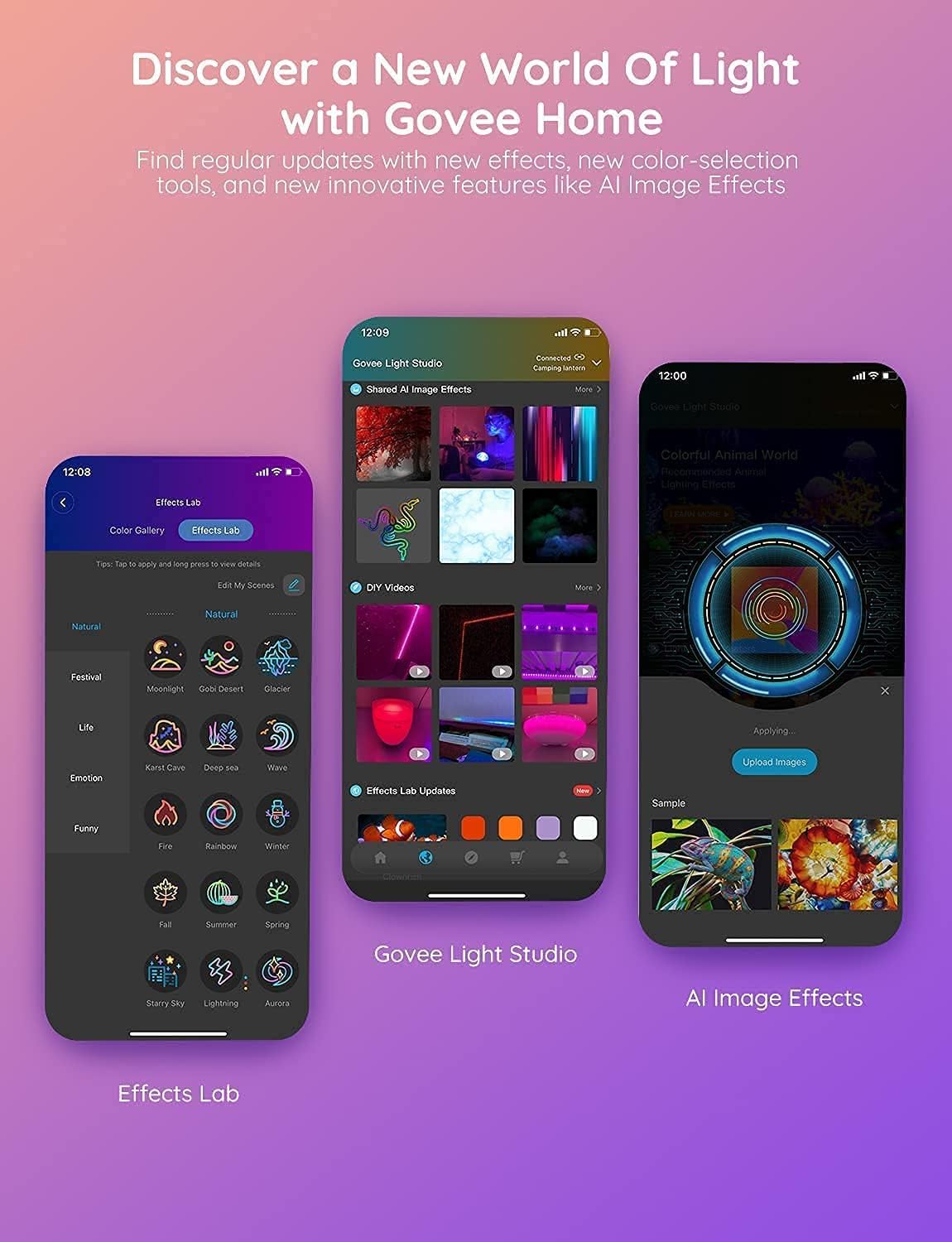 Govee app Govee Home en pantalla para personalizar escenas y efectos